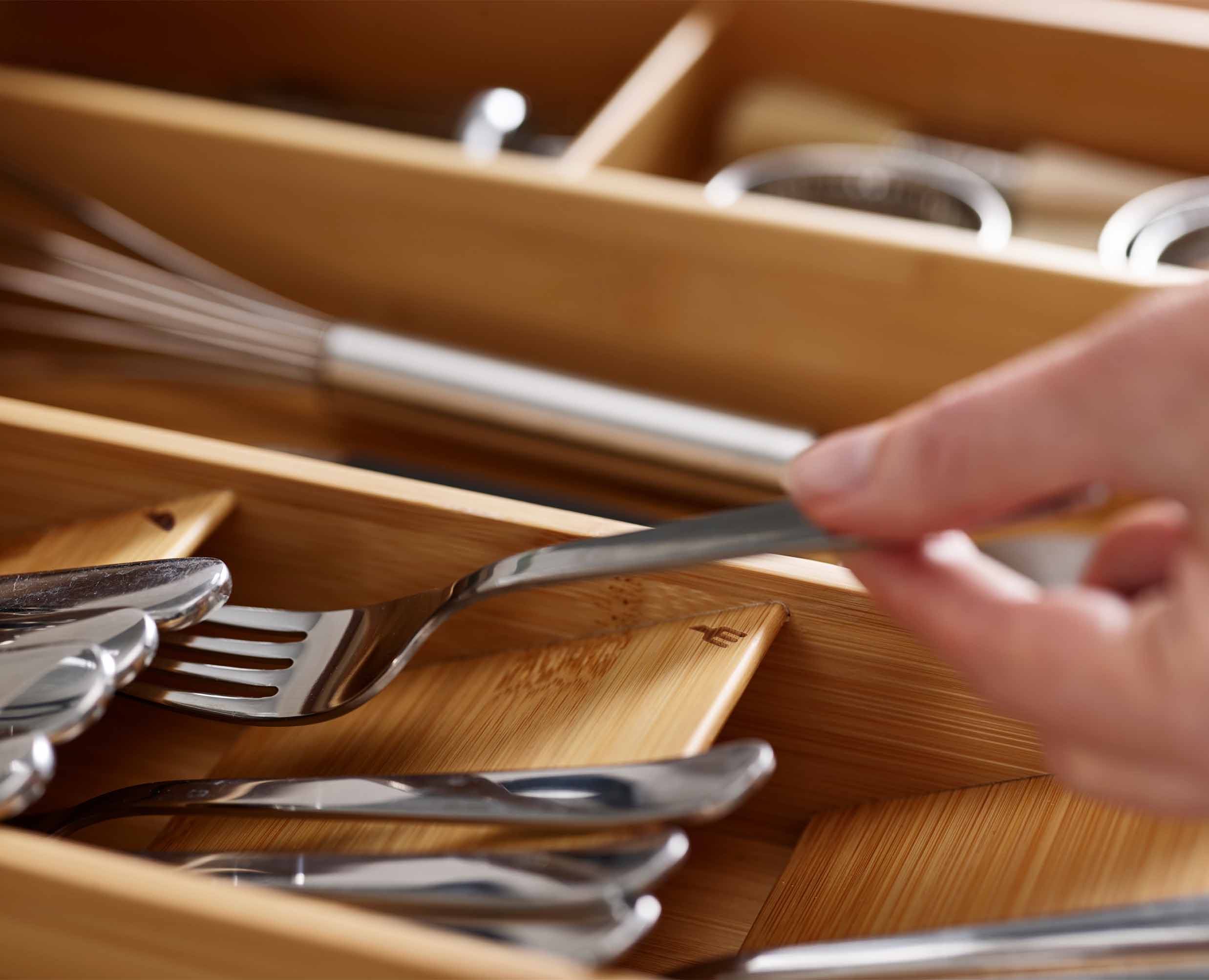 DrawerStore™ Bamboo Cutlery, Utensil & Gadget Organiser - Image 5
