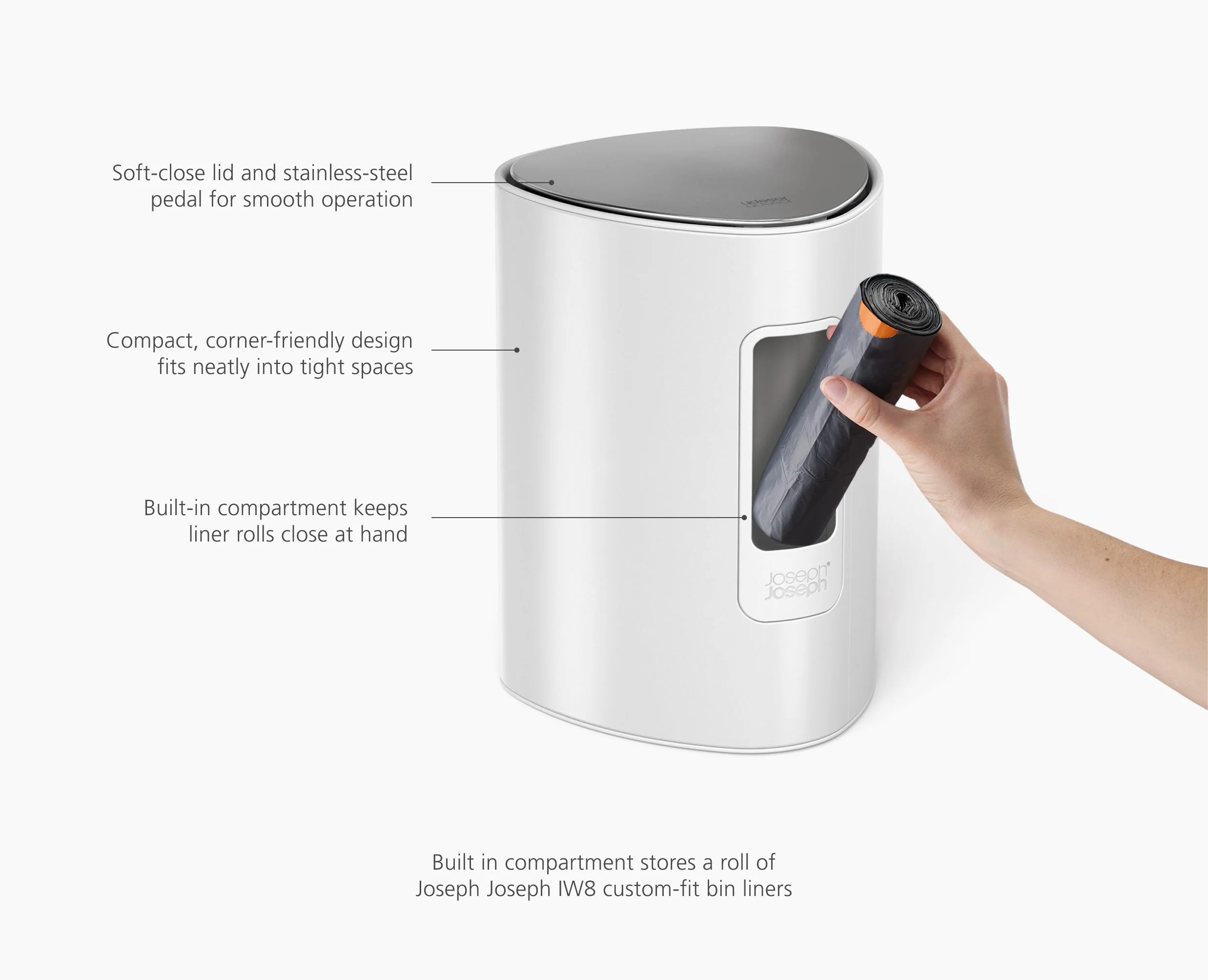 EasyStore™ 5L Gloss White Bathroom Pedal Bin - Image 6
