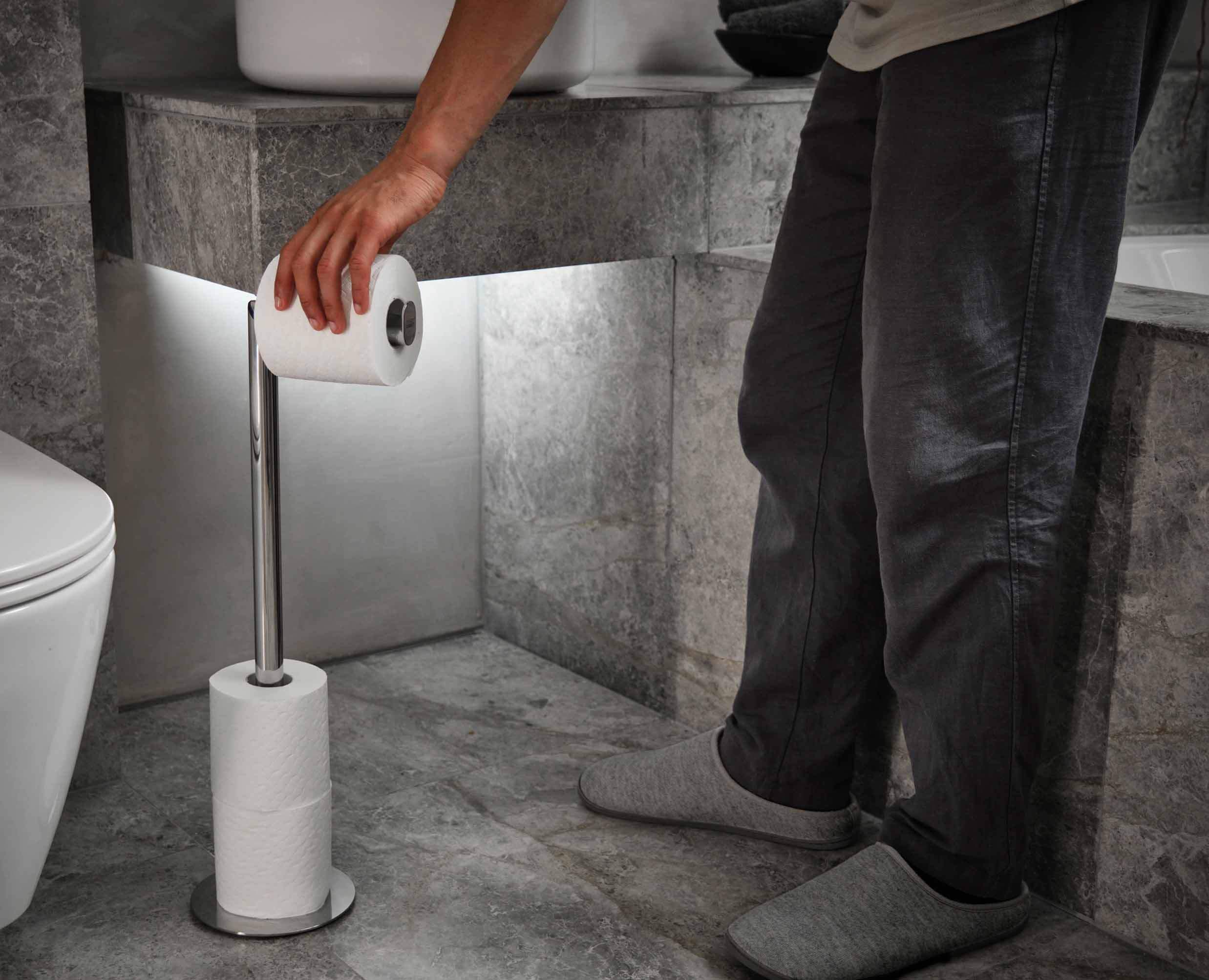 EasyStore™ Luxe 2-in-1 Stainless-steel Toilet Roll Stand - Image 3