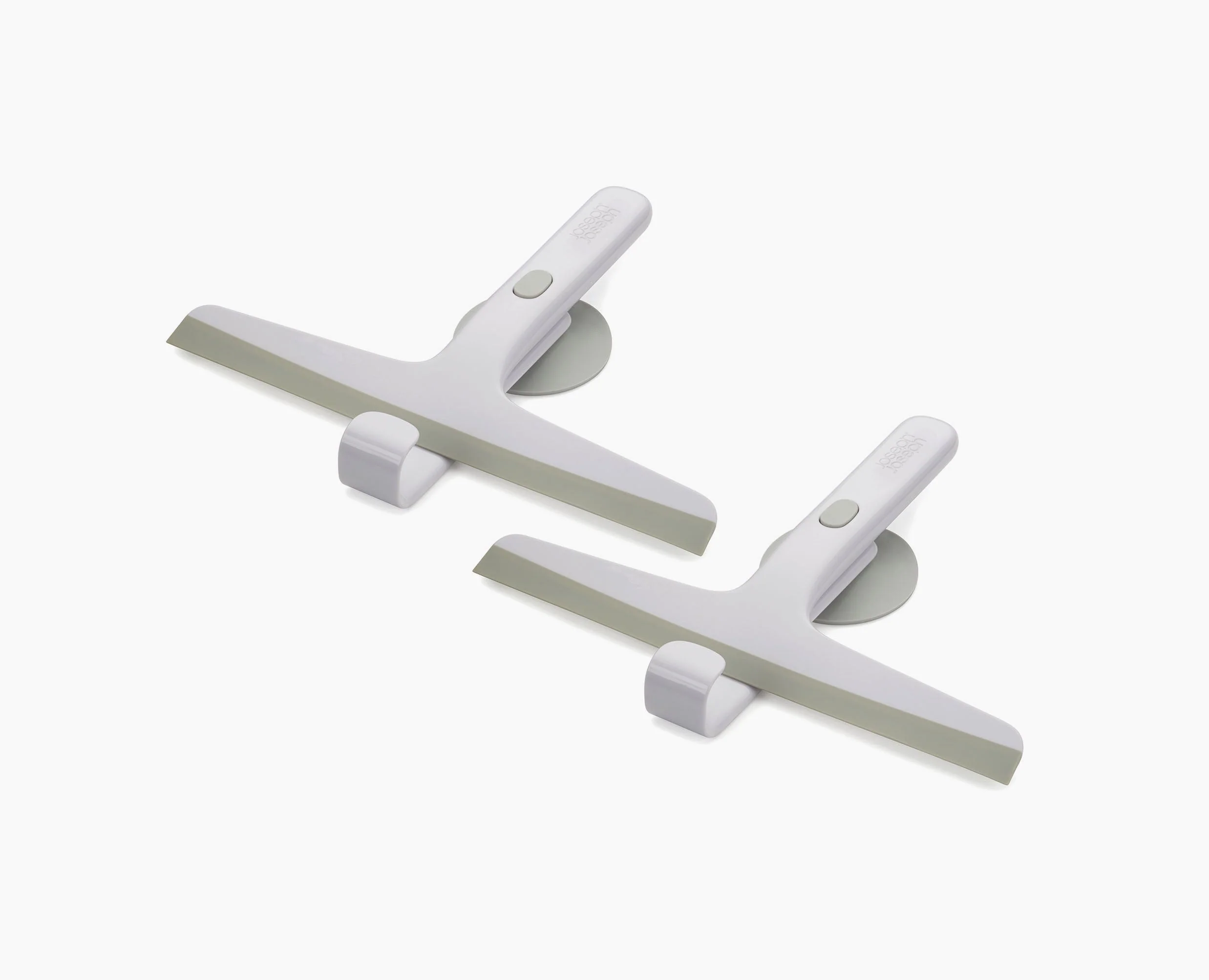EasyStore™ Pack of 2 Light Grey Shower Squeegees with Storage Hook