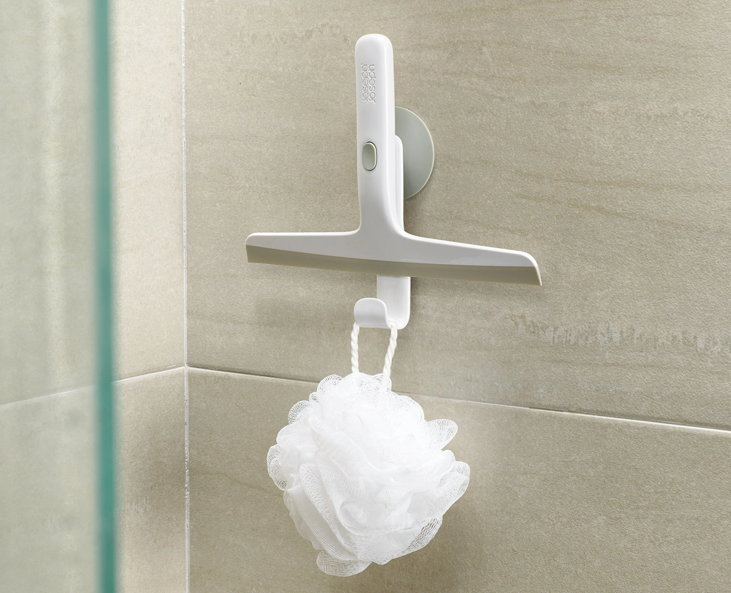 EasyStore™ Pack of 2 Light Grey Shower Squeegees with Storage Hook - Image 2