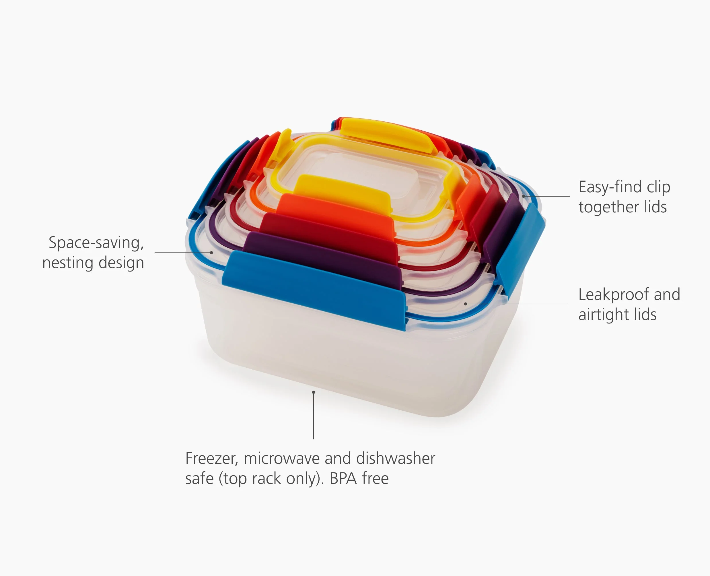 Nest™ Lock Multicolour 5-piece Multi-size Food Container Set - Image 6