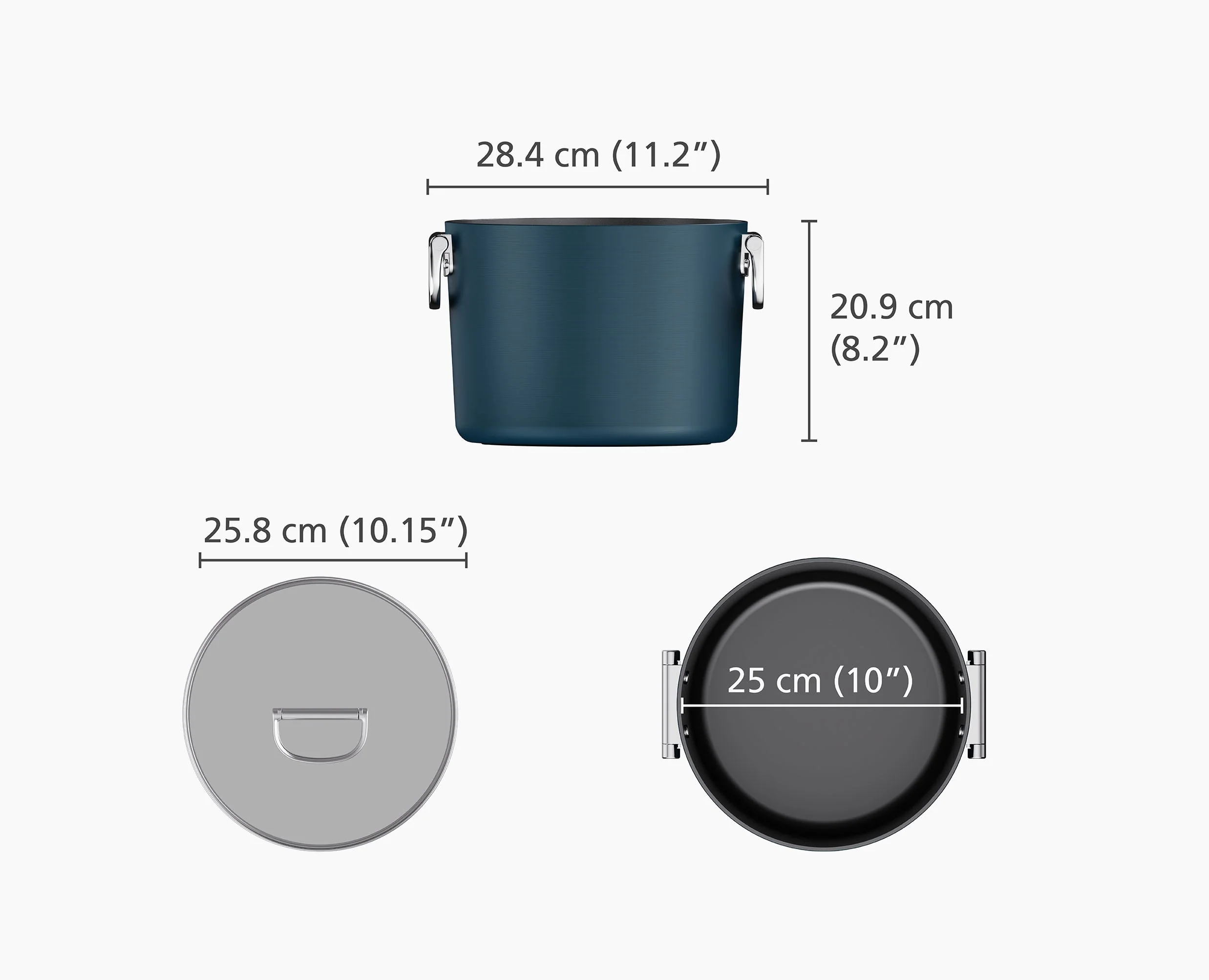 Space Folding Handle Ceramic Non-stick 25cm Blue Stock Pot & Lid - Image 6