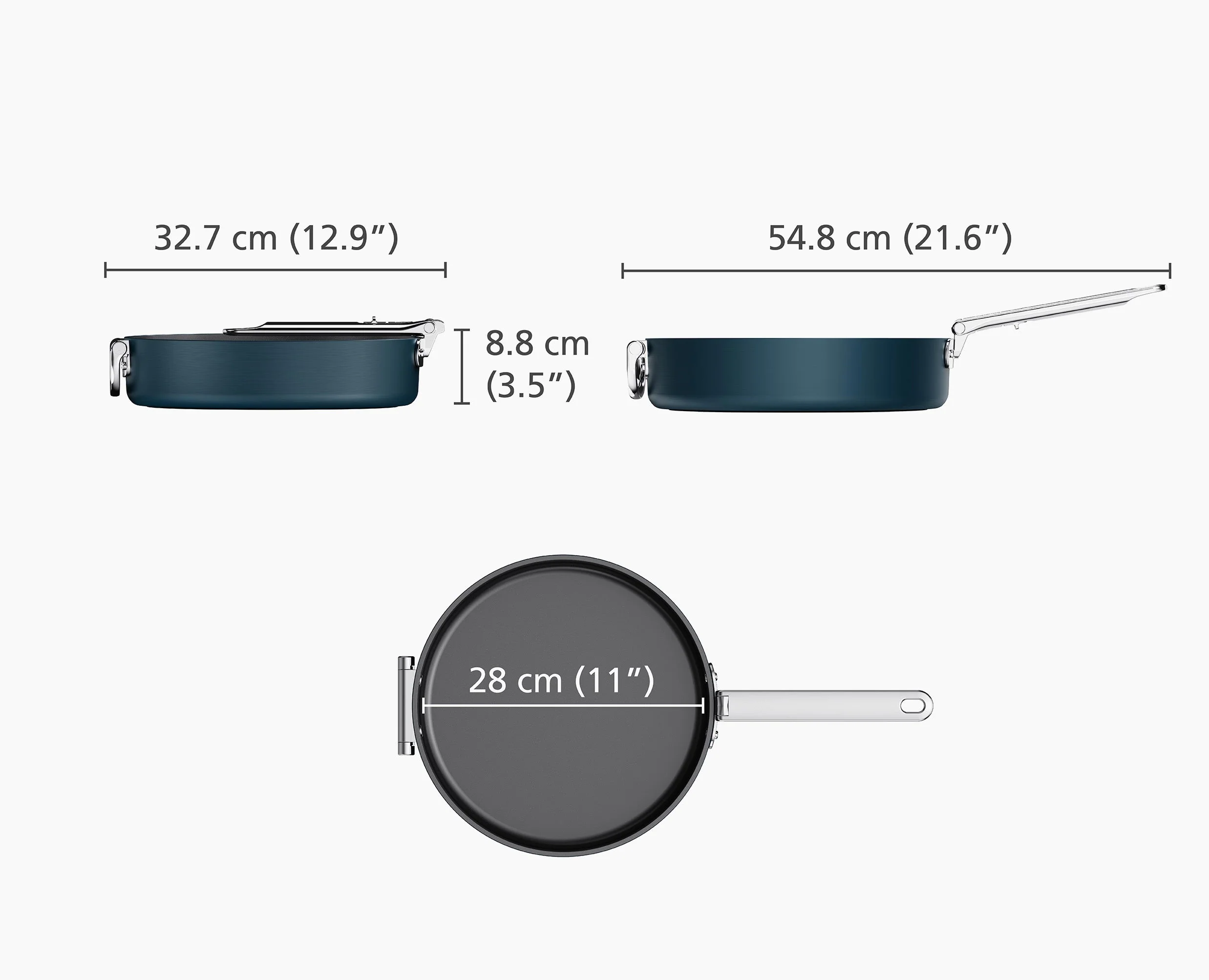 Space Folding Handle Ceramic Non-stick 28cm Blue Frying Pan - Image 6