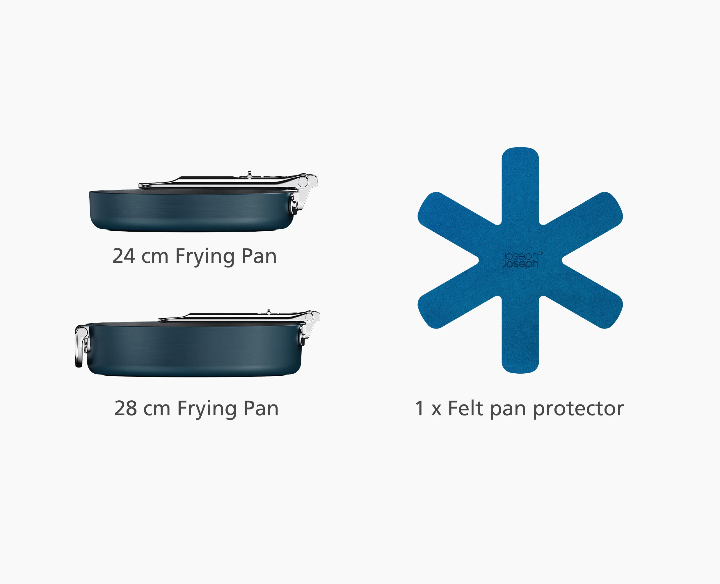 Space Folding Handle Ceramic Non-stick 2-piece Blue Frying Pan Set - Image 6