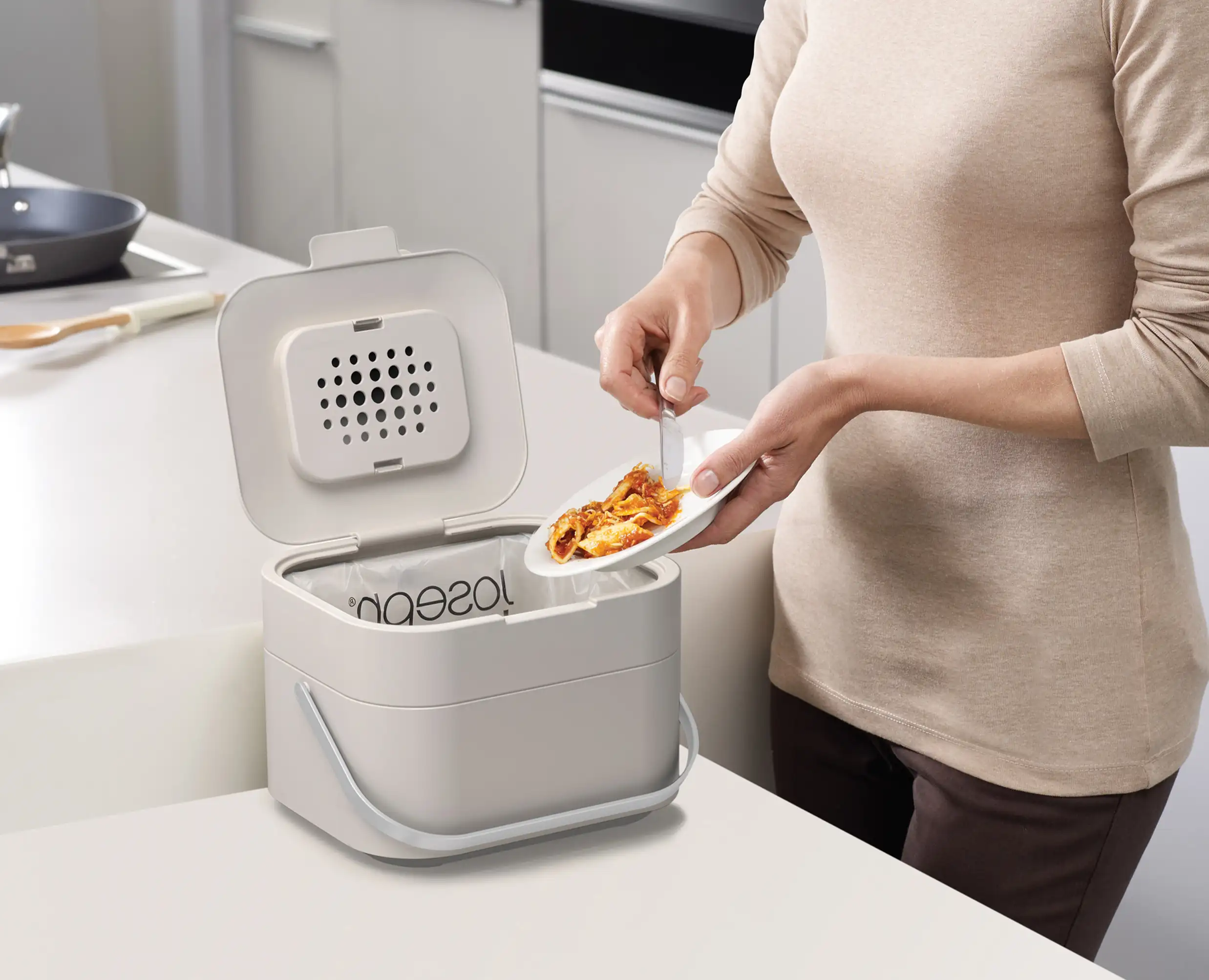 Stack 4L Stone Food Waste Caddy - Image 3