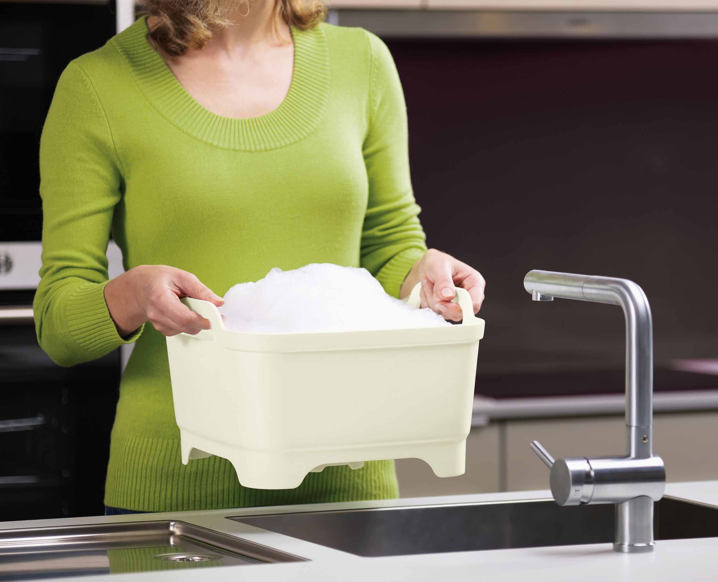 Wash&Drain™ White Green Washing-up Bowl - Image 4
